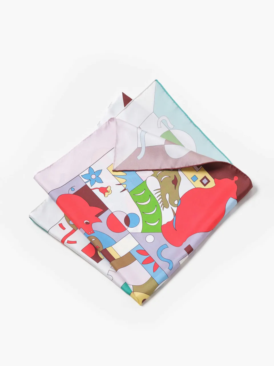 Zodiac Silk Scarf-Multicolor — folded scarf