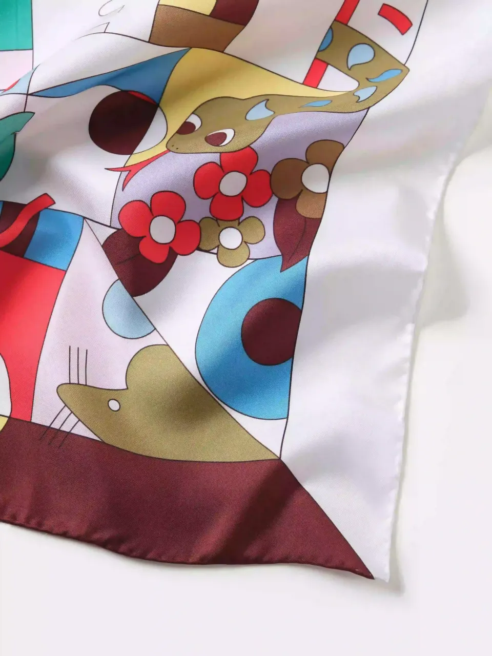 Zodiac Silk Scarf-Multicolor — fabric and print detail