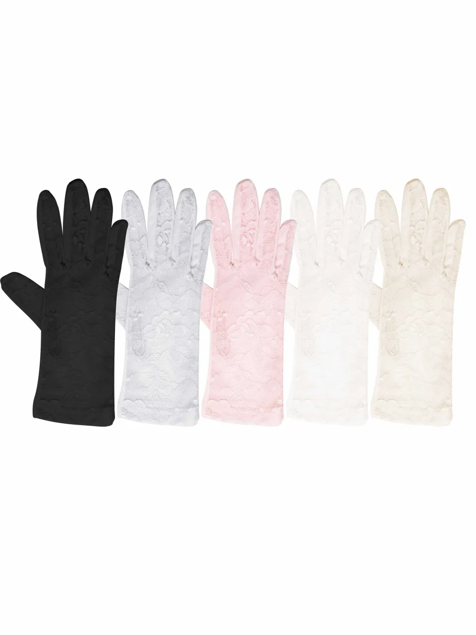 Mulberry Silk & Floral Lace Gloves — lace gloves in five colors