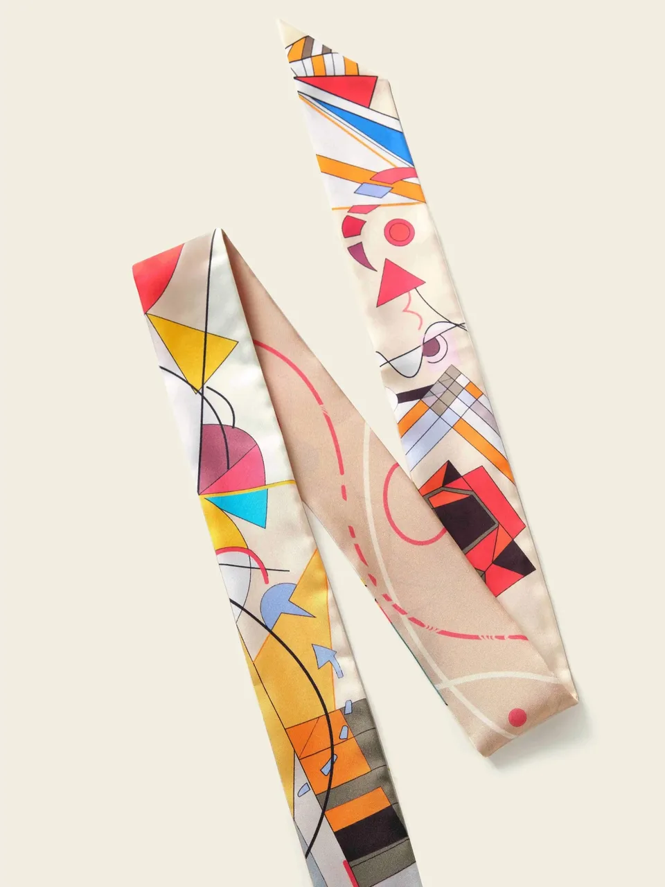 Twill Silk Scarf Ribbon for Hair, Neck & Bag, on an oat backdrop