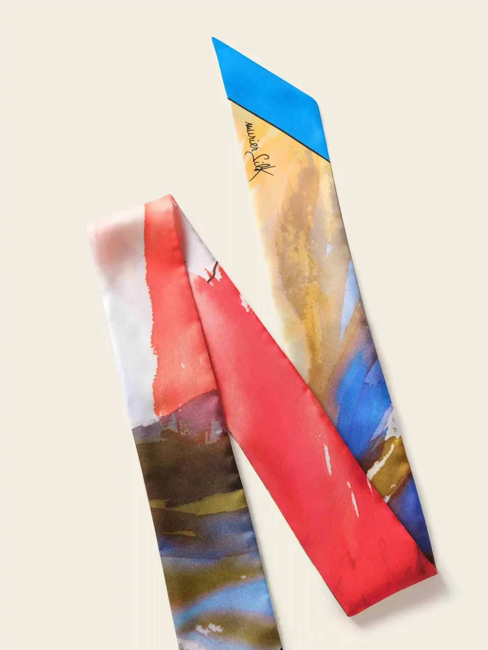 Twill Silk Scarf Ribbon, on an oat backdrop
