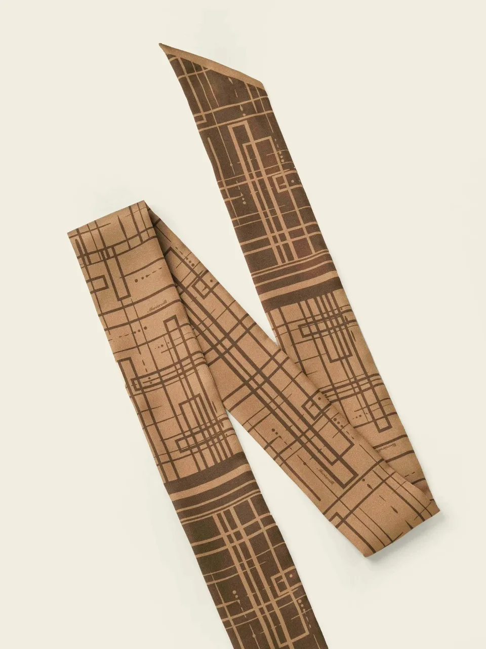 Twill Silk Scarf Ribbon, Skinny Neck Tie & Bag Handle Wrap, on an oat backdrop