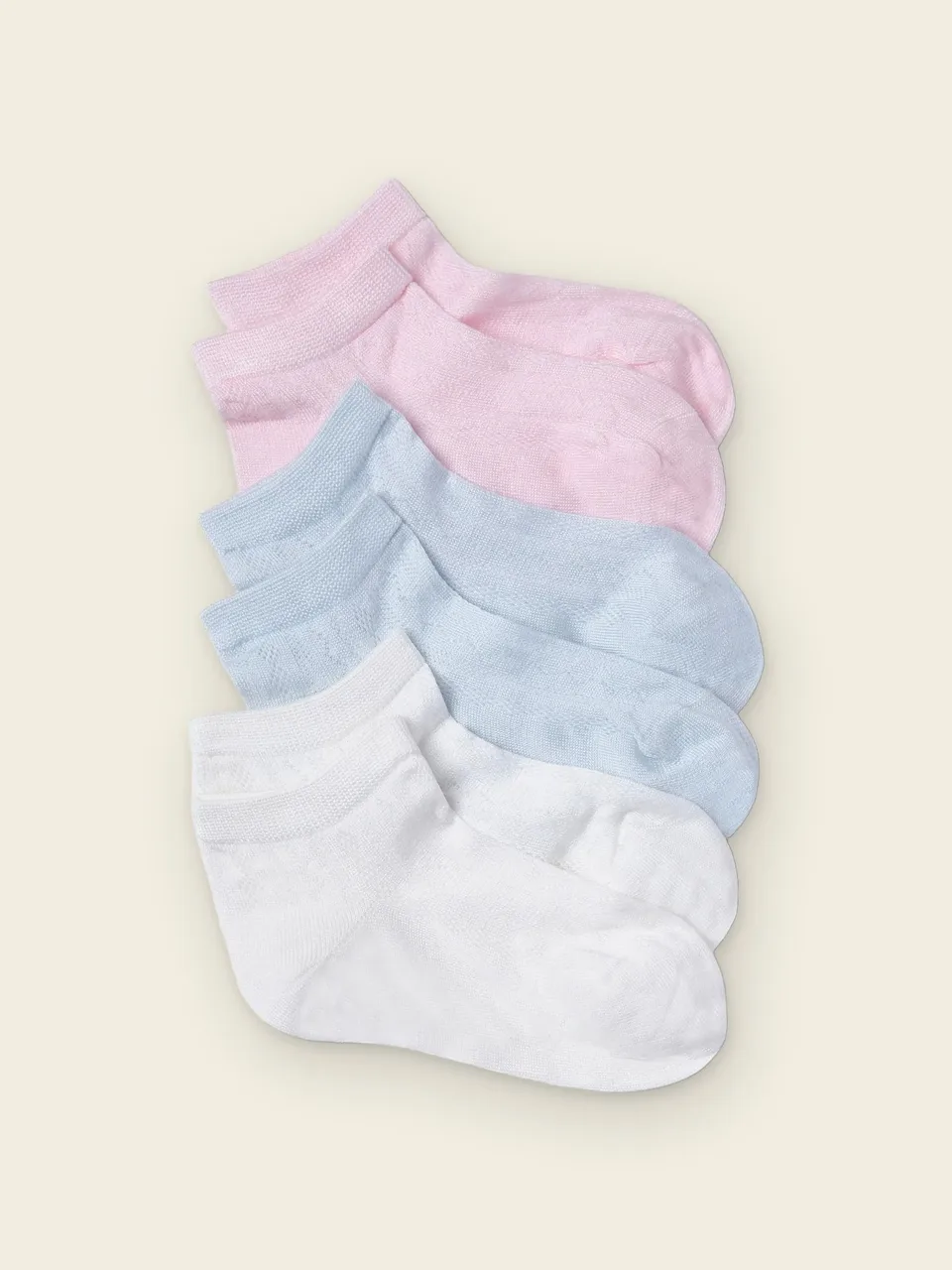 Children's Silk Blend Jacquard Ankle Socks, on an oat backdrop