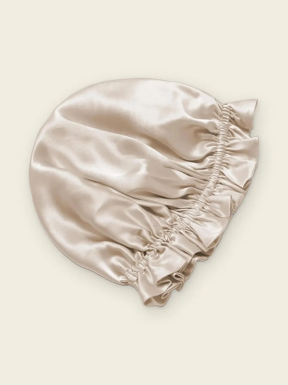 Double-Layer Silk Sleep Bonnet, Hair Cover, on an oat backdrop