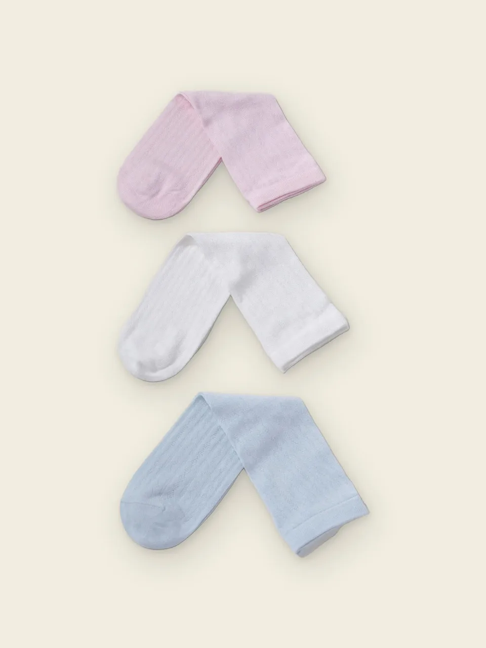 Silk Blend Ribbed Crew Socks, on an oat backdrop