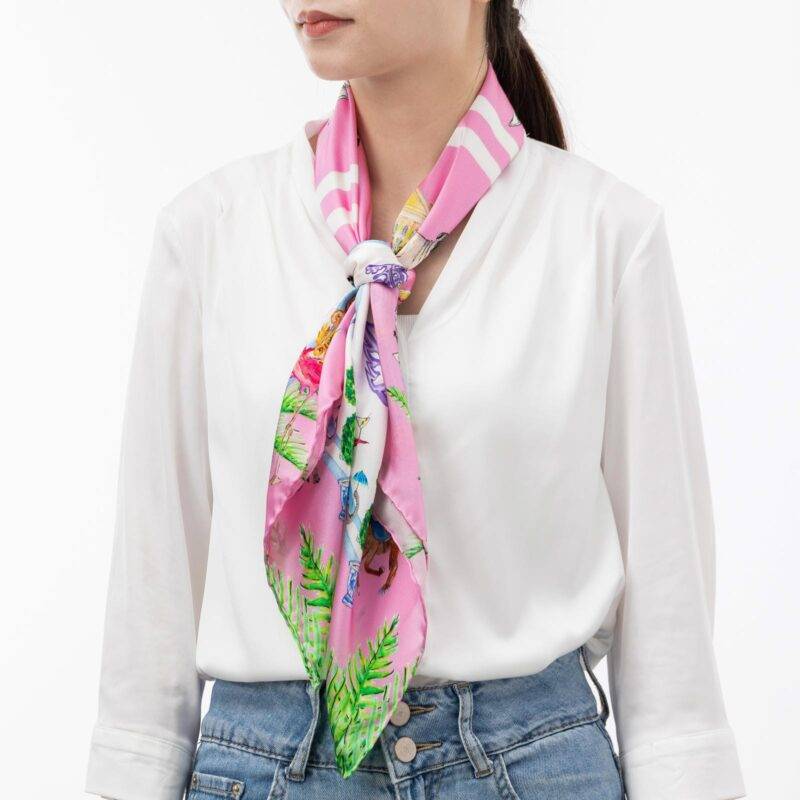 Animal Home Badge And Wine Glass Printed Square Scarves