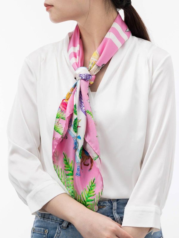 Animal Home Badge And Wine Glass Printed Square Scarves