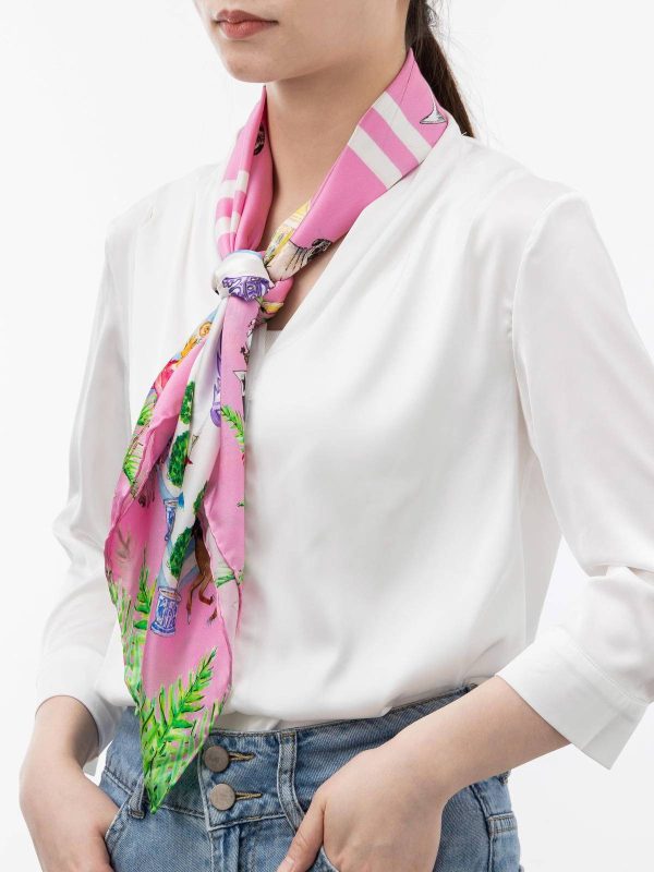 Animal Home Badge And Wine Glass Printed Square Scarves