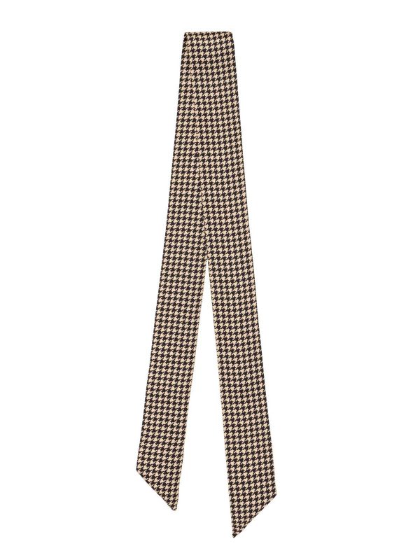 British Style Check Twill Silk Ribbon Scarf