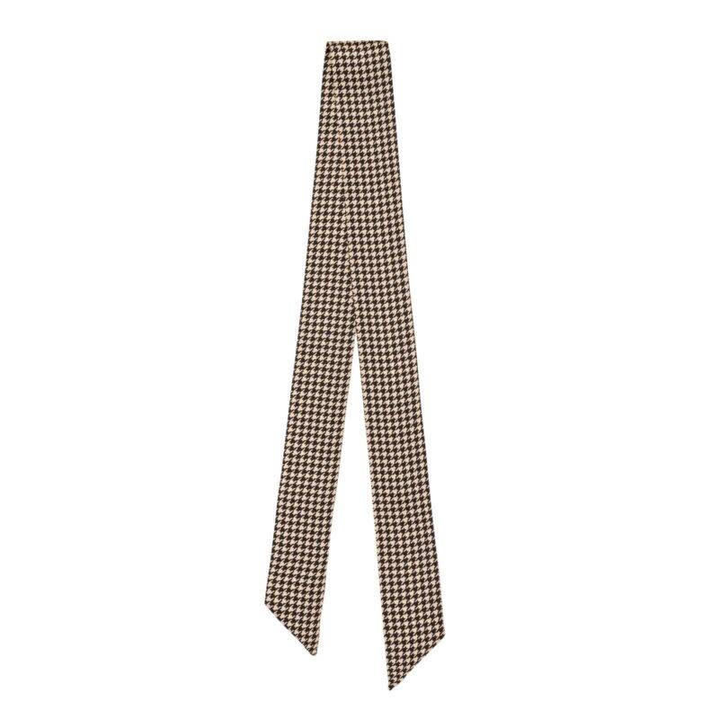 British Style Check Twill Silk Ribbon Scarf