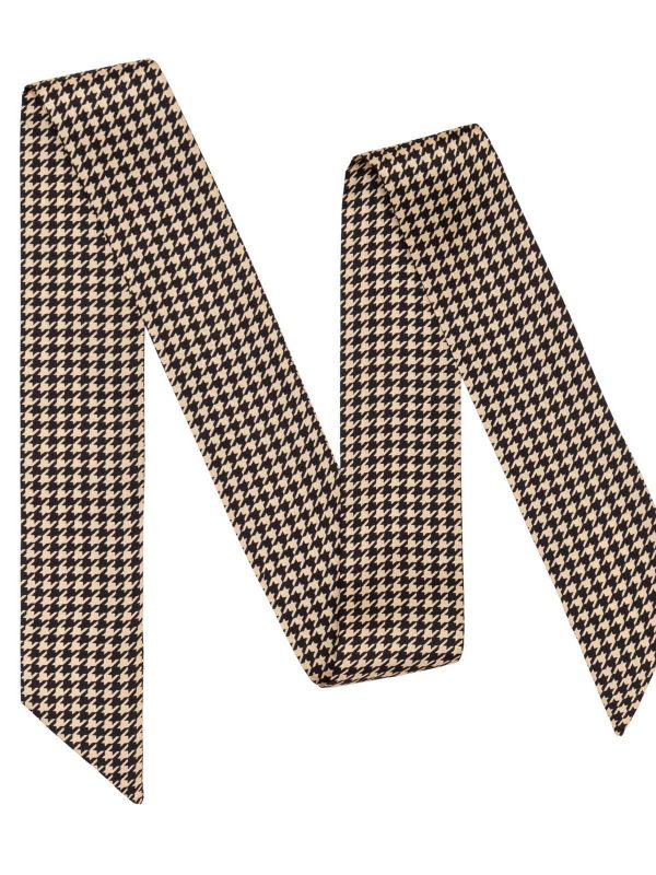 British Style Check Twill Silk Ribbon Scarf