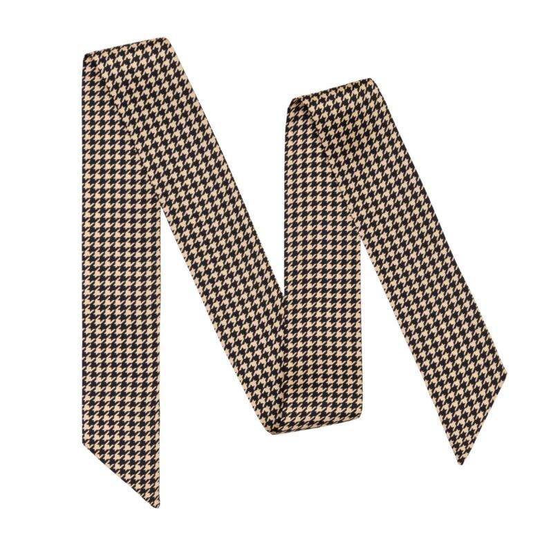 British Style Check Twill Silk Ribbon Scarf