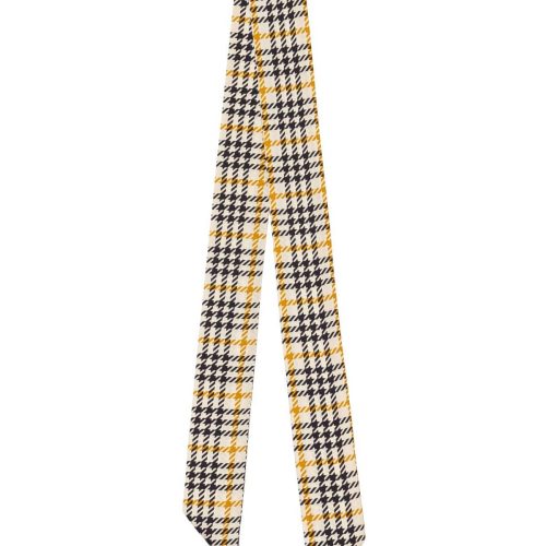 British Style Check Twill Silk Ribbon Scarf
