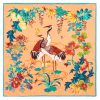 Square Silk Scarf Double Crane in Flower