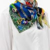 Flower Muse and World Atlas Square Silk Scarf