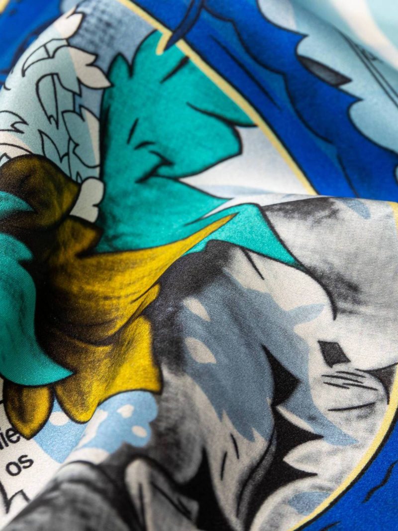 Flower Muse and World Atlas Square Silk Scarf