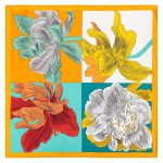 “Four-color Flower” Silk Bandana Scarf