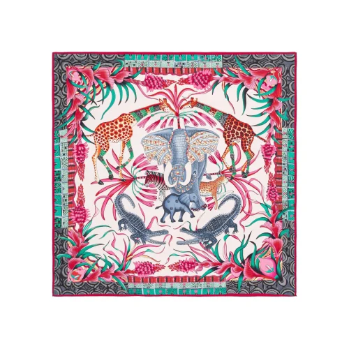 “Zambezi Festival” Silk Bandana Scarf-Blush pink