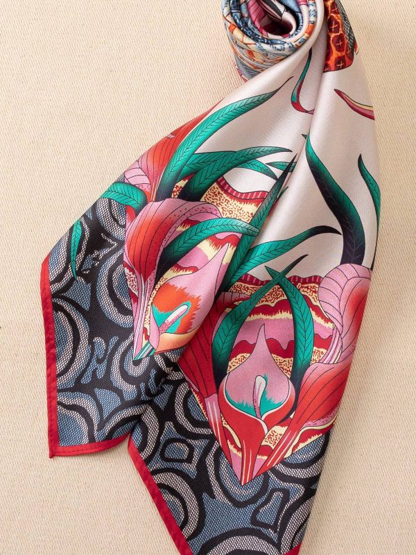 “Zambezi Festival” Silk Bandana Scarf-Blush pink