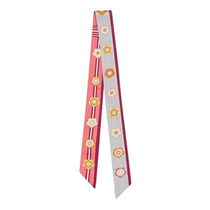 Large Plum Blossom Twill Silk Ribbon Scarf