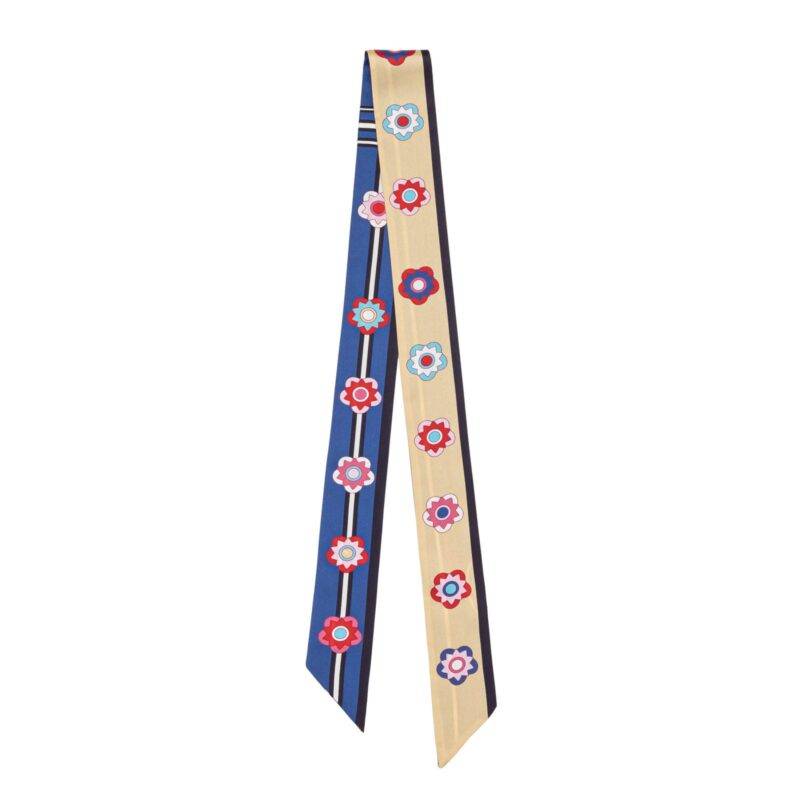 Large Plum Blossom Twill Silk Ribbon Scarf