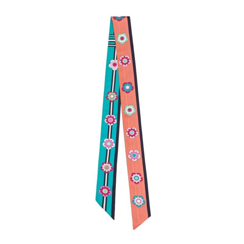 Large Plum Blossom Twill Silk Ribbon Scarf