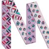 Little Plum Blossom and Geometric Plaid Twill Silk Ribbon Scarf