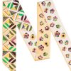 Little Plum Blossom and Geometric Plaid Twill Silk Ribbon Scarf