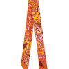 Orange Cashew Flower Twill Silk Ribbon Scarf