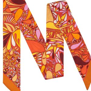 Pañuelo con cinta de seda y sarga de flor de anacardo naranja