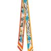 Temperamental Blue Carriage Twill Silk Ribbon Scarf