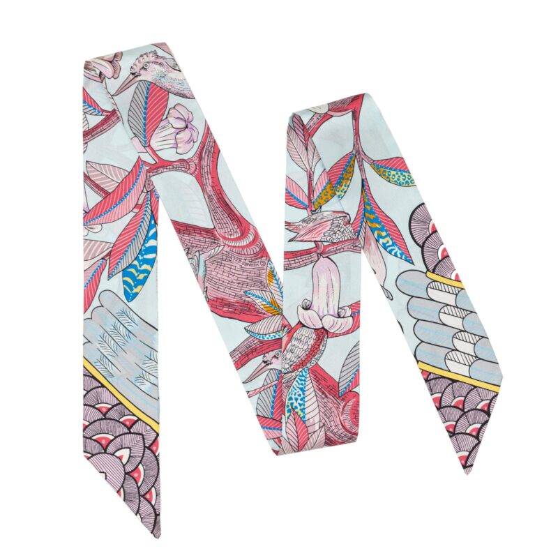 Tree of Song Twill Silk Ribbon Scarf