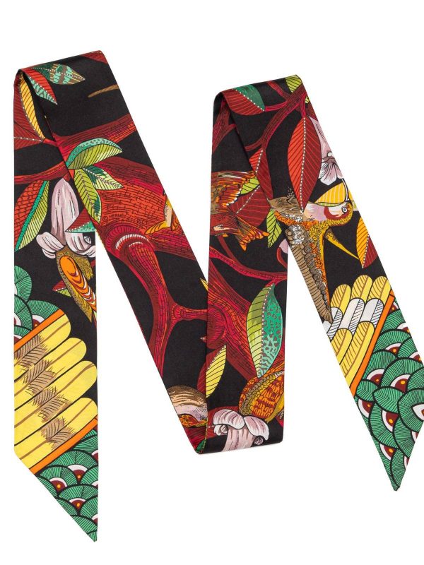 Tree of Song Twill Silk Ribbon Scarf