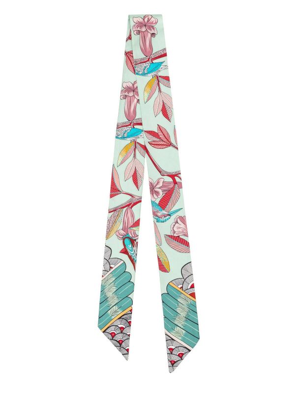 Tree of Song Twill Silk Ribbon Scarf