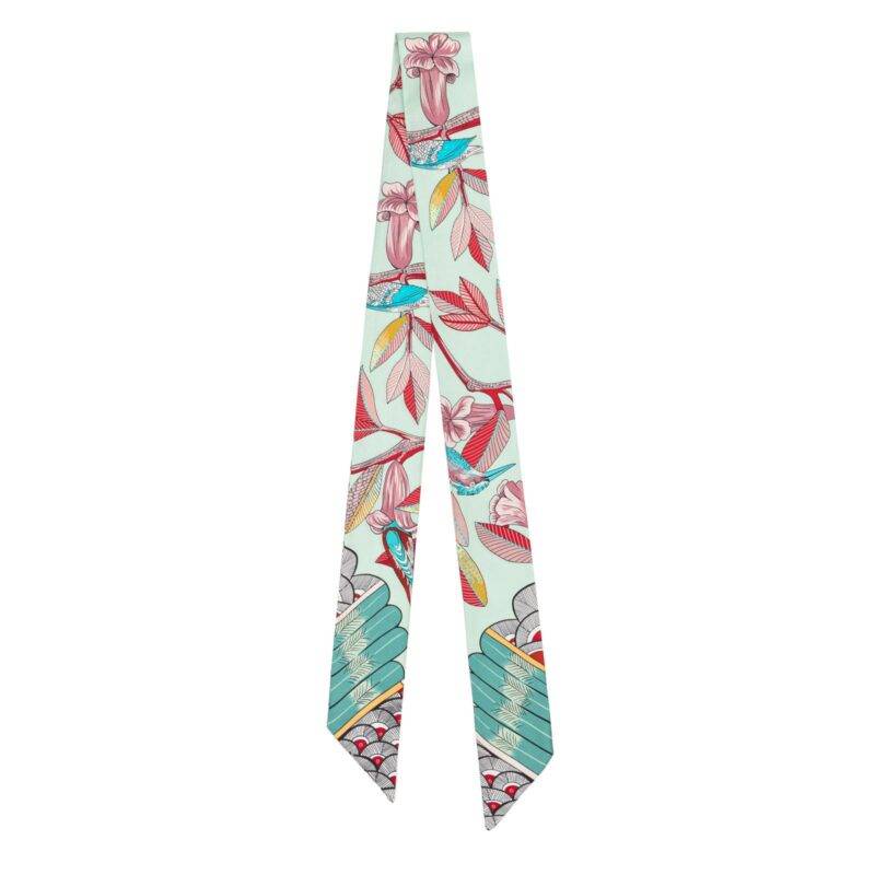 Tree of Song Twill Silk Ribbon Scarf