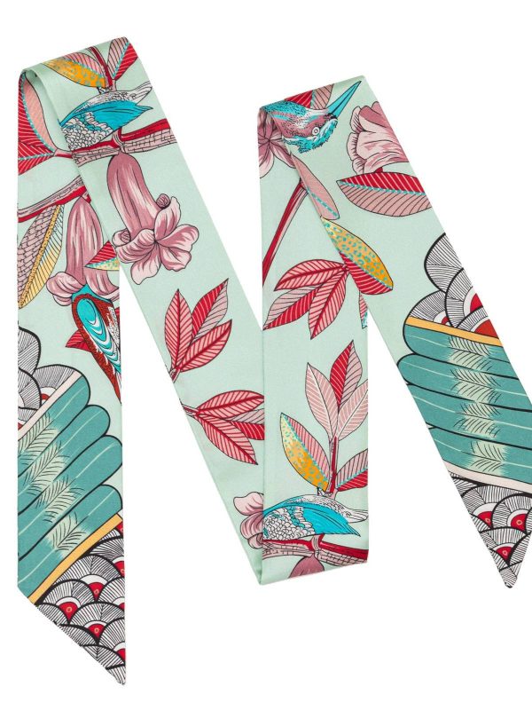 Tree of Song Twill Silk Ribbon Scarf