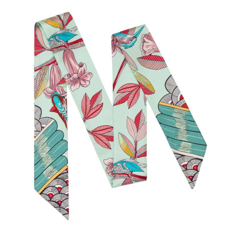 Tree of Song Twill Silk Ribbon Scarf