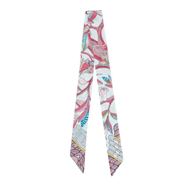 Tree of Song Twill Silk Ribbon Scarf