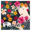 Women and Elephant in the Rainforest Square Silk Scarf