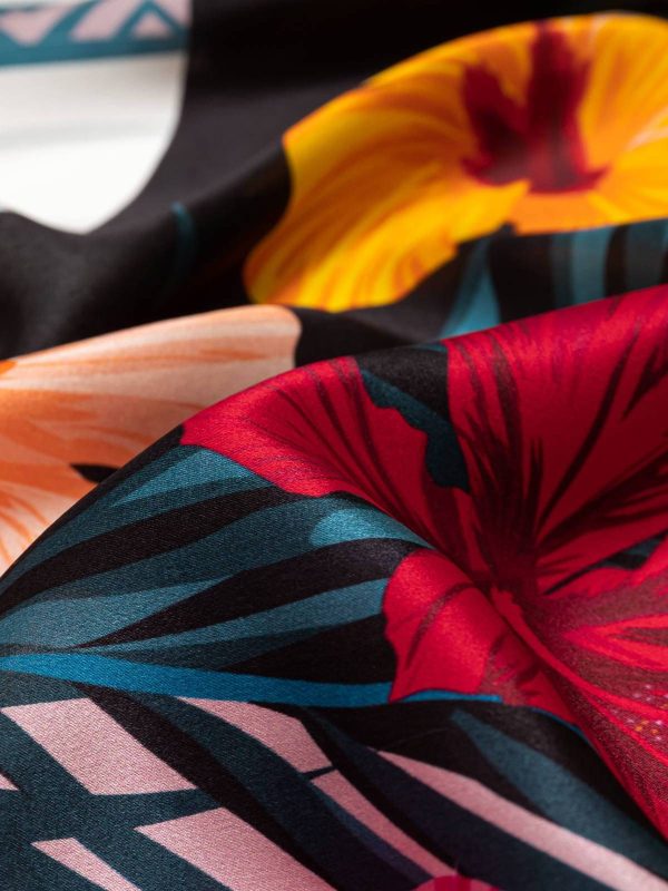 Women and Elephant in the Rainforest Square Silk Scarf