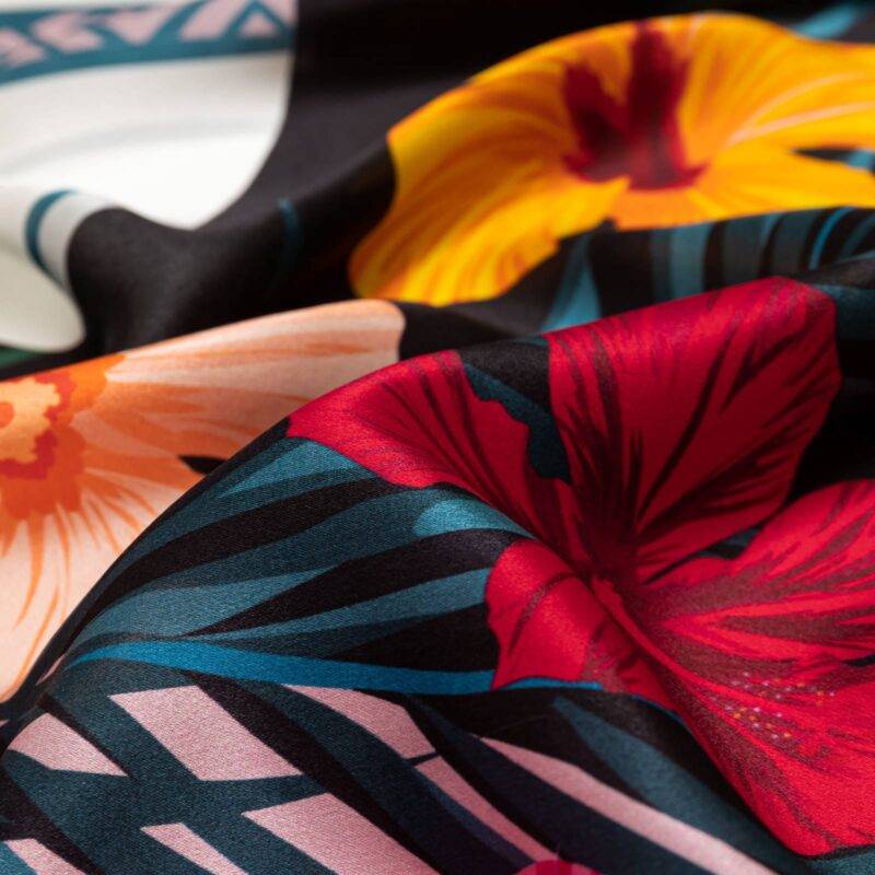 Women and Elephant in the Rainforest Square Silk Scarf