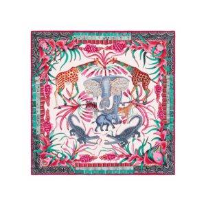 “Four-color Flower” Silk Bandana Scarf