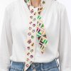 Little Plum Blossom and Geometric Plaid Twill Silk Ribbon Scarf