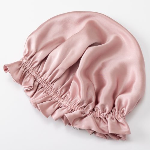 Luxury Reversible Silk Sleeping Cap – Double-Layer Bonnet with Ruffle Trim