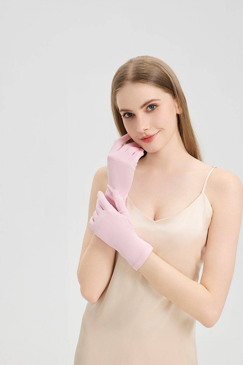Wrist-Length Silk Gloves for Women