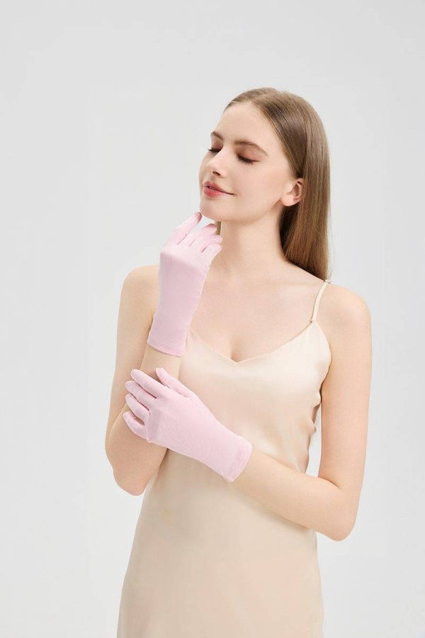 Wrist-Length Silk Gloves for Women