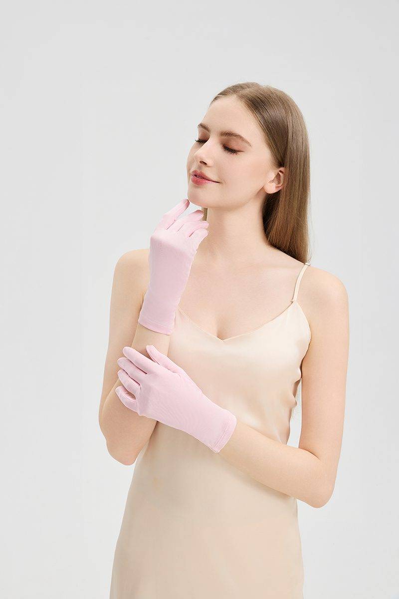 Wrist-Length Silk Gloves for Women