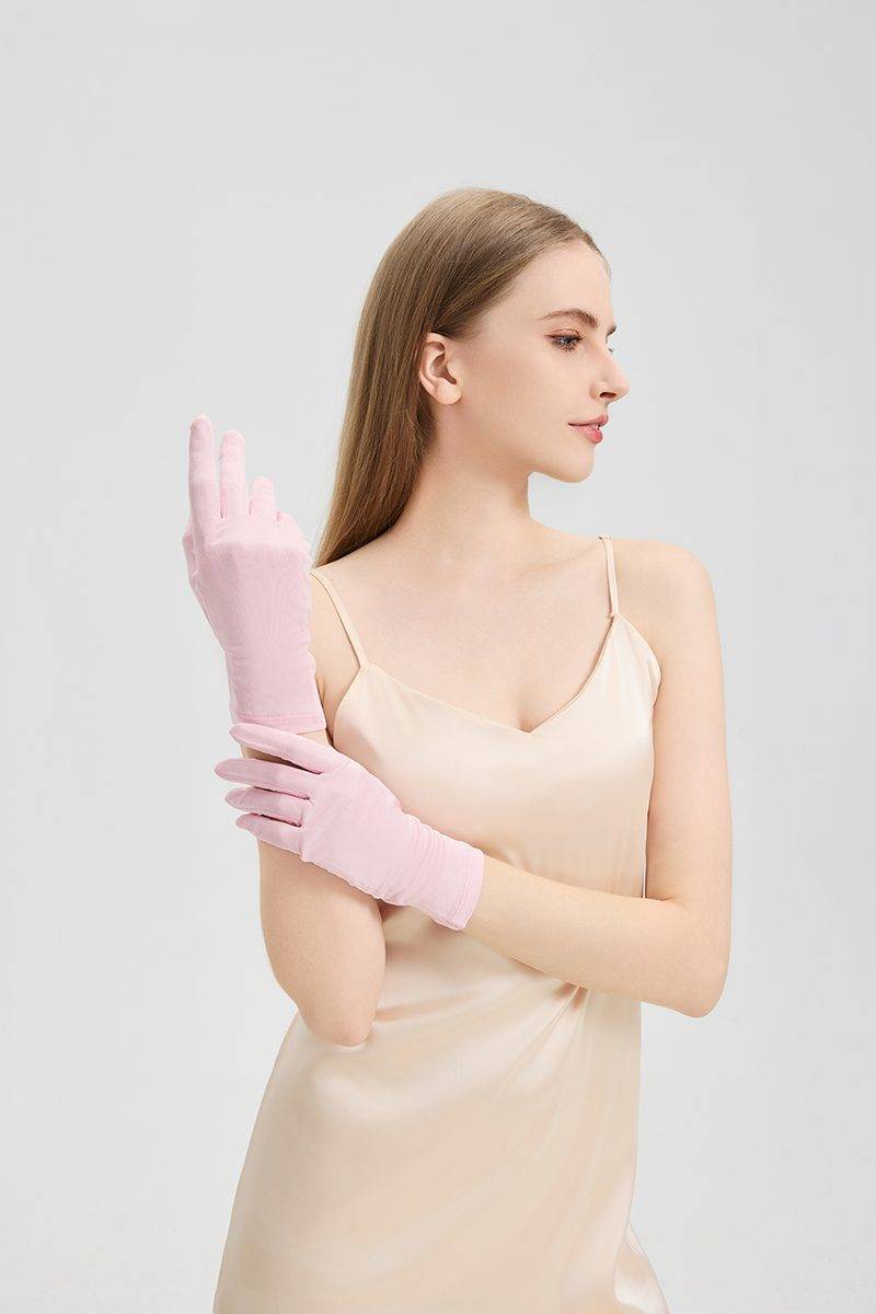 Wrist-Length Silk Gloves for Women