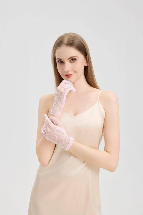 Wrist-Length Lace Gloves for Women