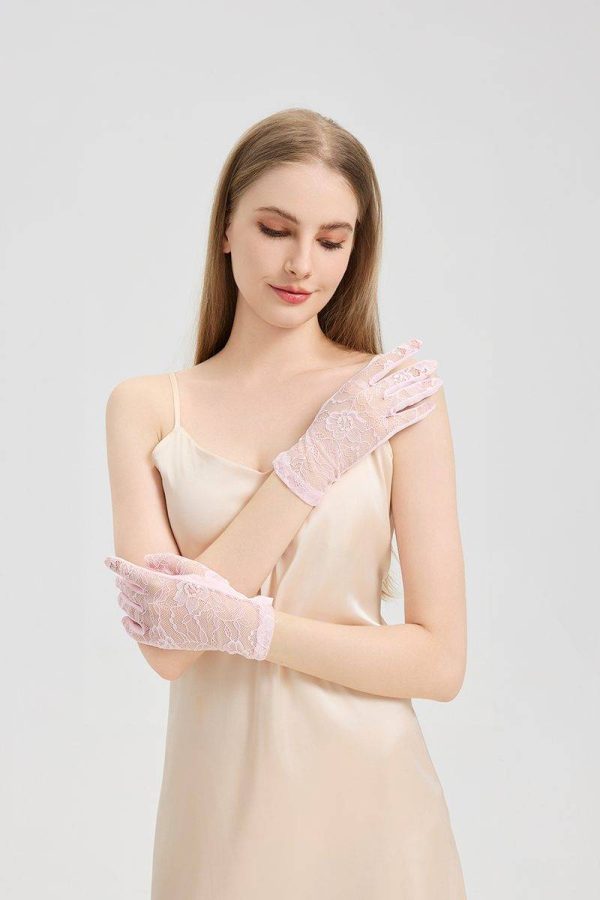 Wrist-Length Lace Gloves for Women
